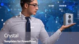  Presentation with safe - PPT layouts with bank robber - businessman in security concept background and a gray colored foreground