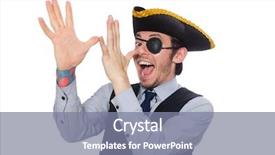  Presentation with pirate treasure map widescreen - Presentation theme consisting of bank robber - businessman pirate isolated on white background and a gray colored foreground