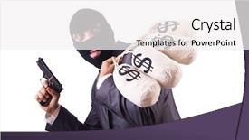  Presentation with gangster - Theme enhanced with bank robber - gangster with bags of money background and a white colored foreground