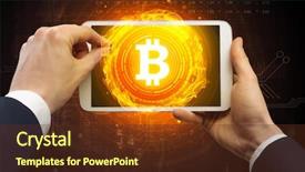  Presentation with cryptocurrency - Audience pleasing presentation theme consisting of bank sentral - elegant hand touching tablet backdrop and a tawny brown colored foreground