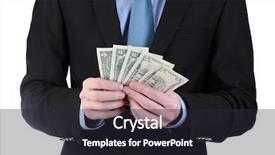  Presentation with money - Slide deck consisting of bank service - business man taking money isolated background and a wine colored foreground