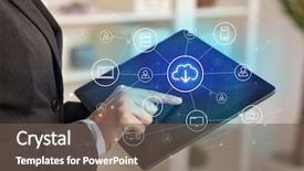  Presentation with network security - Audience pleasing presentation design consisting of bank systems - business woman using tablet backdrop and a dark gray colored foreground