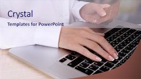  Presentation with elderly care helping hands - Slide set having bank technology - female hands holding credit card background and a  colored foreground