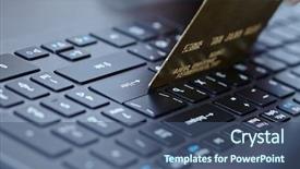  Presentation with credit card - Audience pleasing PPT layouts consisting of bank technology - woman holding credit card backdrop and a  colored foreground