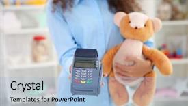  Presentation with accounting financial bank banking account - PPT theme having bank terminal and teddy bear background and a  colored foreground