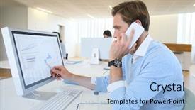  Presentation with negotiating - Amazing presentation design having bank trader negotiating backdrop and a light blue colored foreground