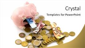  Presentation with piggy bank - Presentation theme enhanced with bank when money is need background and a  colored foreground