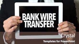  Presentation with money transfer - PPT layouts consisting of bank wire transfer background and a tawny brown colored foreground