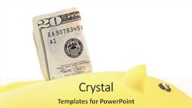  Presentation with piggy bank - Colorful PPT layouts enhanced with bank with 20 dollars bill backdrop and a blonde colored foreground