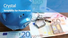  Presentation with piggy bank - Slides having bank with key and money background and a teal colored foreground