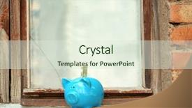  Presentation with piggy bank broken piggybank - Slides having bank with money window repair background and a sky blue colored foreground