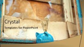  Presentation with piggy bank broken piggybank - Beautiful PPT layouts featuring bank with money window repair backdrop and a lemonade colored foreground