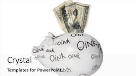  Presentation with piggy bank - Colorful slide deck enhanced with bank with one hundred dollar backdrop and a  colored foreground
