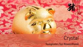  Presentation with pig year - Cool new presentation theme with bank with red background chinese backdrop and a coral colored foreground