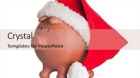  Presentation with accounting financial bank banking account - PPT theme with bank with santa claus hat background and a coral colored foreground