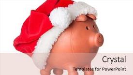  Presentation with accounting financial bank banking account - Presentation theme having bank with santa claus hat background and a coral colored foreground