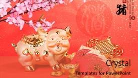  Presentation with pig year - Theme enhanced with banking - 2019 is year background and a red colored foreground