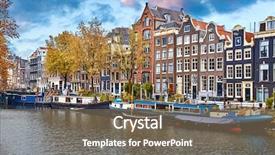  Presentation with traditional dancing - Slide deck consisting of banking - amsterdam netherlands floating houses houseboats background and a violet colored foreground