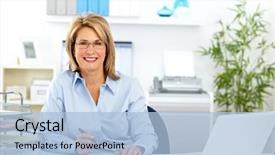  Presentation with banking - Amazing presentation theme having banking - beautiful mature business woman working backdrop and a light blue colored foreground