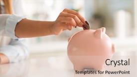  Presentation with investing - Slides featuring banking - beautiful young woman hands holding background and a lemonade colored foreground