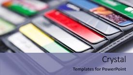  Presentation with banking cards - Slides having banking - black leather wallet with credit background and a seafoam green colored foreground