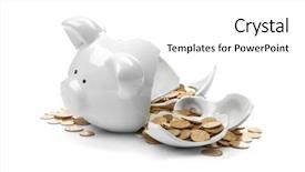  Presentation with banking - Presentation theme enhanced with banking - broken piggy bank with money background and a white colored foreground