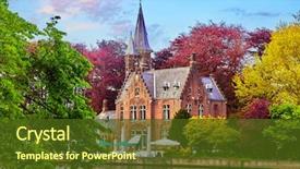  Presentation with green banking - Amazing slide set having banking - bruges brugge belgium minnewater lake backdrop and a tawny brown colored foreground