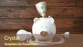  Presentation with light bulb - Presentation consisting of banking - ceramic piggy bank with money background and a tawny brown colored foreground