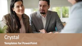  Presentation with agreement signing - Colorful slide set enhanced with banking - couple in bank office signing backdrop and a coral colored foreground