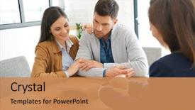  Presentation with investment - Slides consisting of banking - couple meeting financial adviser background and a coral colored foreground