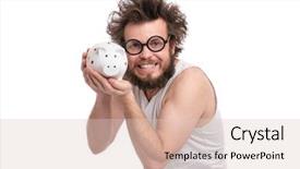  Presentation with haircut - Slide set having banking - crazy bearded man with funny background and a lemonade colored foreground