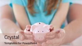  Presentation with investments - Presentation theme consisting of banking - family children money investments background and a coral colored foreground