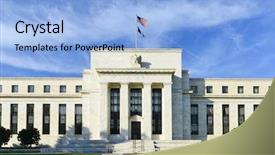  Presentation with united states - Colorful presentation theme enhanced with banking - federal reserve building in washington backdrop and a light blue colored foreground