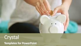  Presentation with banking - Slide deck featuring banking - female hand putting coin background and a coral colored foreground