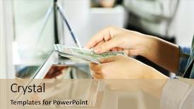  Presentation with banking - Slides enhanced with banking - female hand with money background and a coral colored foreground