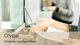  Presentation with cash - Amazing slide deck having banking - female hand with money backdrop and a soft green colored foreground