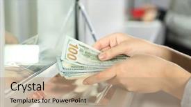  Presentation with cash - PPT layouts featuring banking - female hand with money background and a coral colored foreground