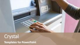  Presentation with atm - Cool new presentation with banking - finance money bank and people backdrop and a coral colored foreground