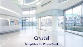  Presentation with modern building - Theme with banking - futuristic modern office building interior background and a sky blue colored foreground