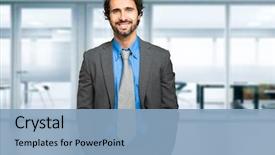  Presentation with banking - Amazing theme having banking - handsome male manager portrait backdrop and a light blue colored foreground