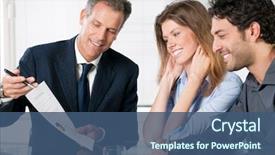  Presentation with investment - Slides enhanced with banking - happy young couple discussing background and a ocean colored foreground