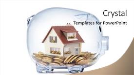  Presentation with banking - Colorful PPT theme enhanced with banking - house on money inside transparent backdrop and a white colored foreground