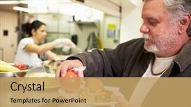  Presentation with homeless - Colorful presentation theme enhanced with banking - kitchen serving food in homeless backdrop and a coral colored foreground