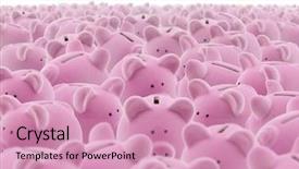  Presentation with piggy bank is evil - PPT layouts with banking - large group of pink piggy background and a coral colored foreground