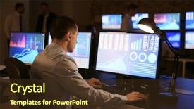  Presentation with trader - Cool new presentation theme with banking - male stock trader working backdrop and a tawny brown colored foreground