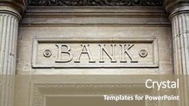 Presentation with banking - Cool new PPT theme with banking - old bank sign engraved backdrop and a coral colored foreground