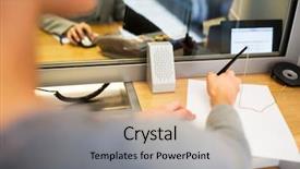  Presentation with application - Presentation having banking - people and finance concept background and a coral colored foreground