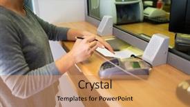  Presentation with writing pen - Audience pleasing slide set consisting of banking - people and finance concept backdrop and a coral colored foreground