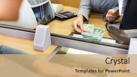  Presentation with god saving people - Presentation theme having banking - people withdrawal money saving background and a coral colored foreground