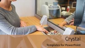  Presentation with saving - PPT layouts enhanced with banking - people withdrawal saving and finance background and a coral colored foreground